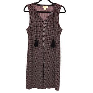 Michael Kors Geometric Tassel Midi Dress Burgundy Size M Retro Boho